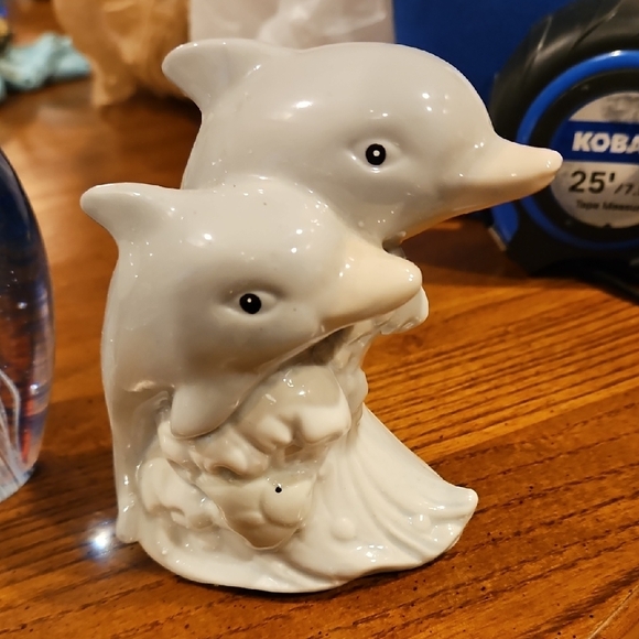 Glass Jellyfish Paperweight and Ceramic Duck Figurine - Picture 2 of 4